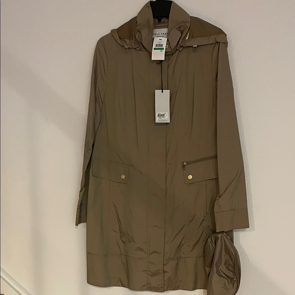 Cole Haan Tan Packable Rain Jacket